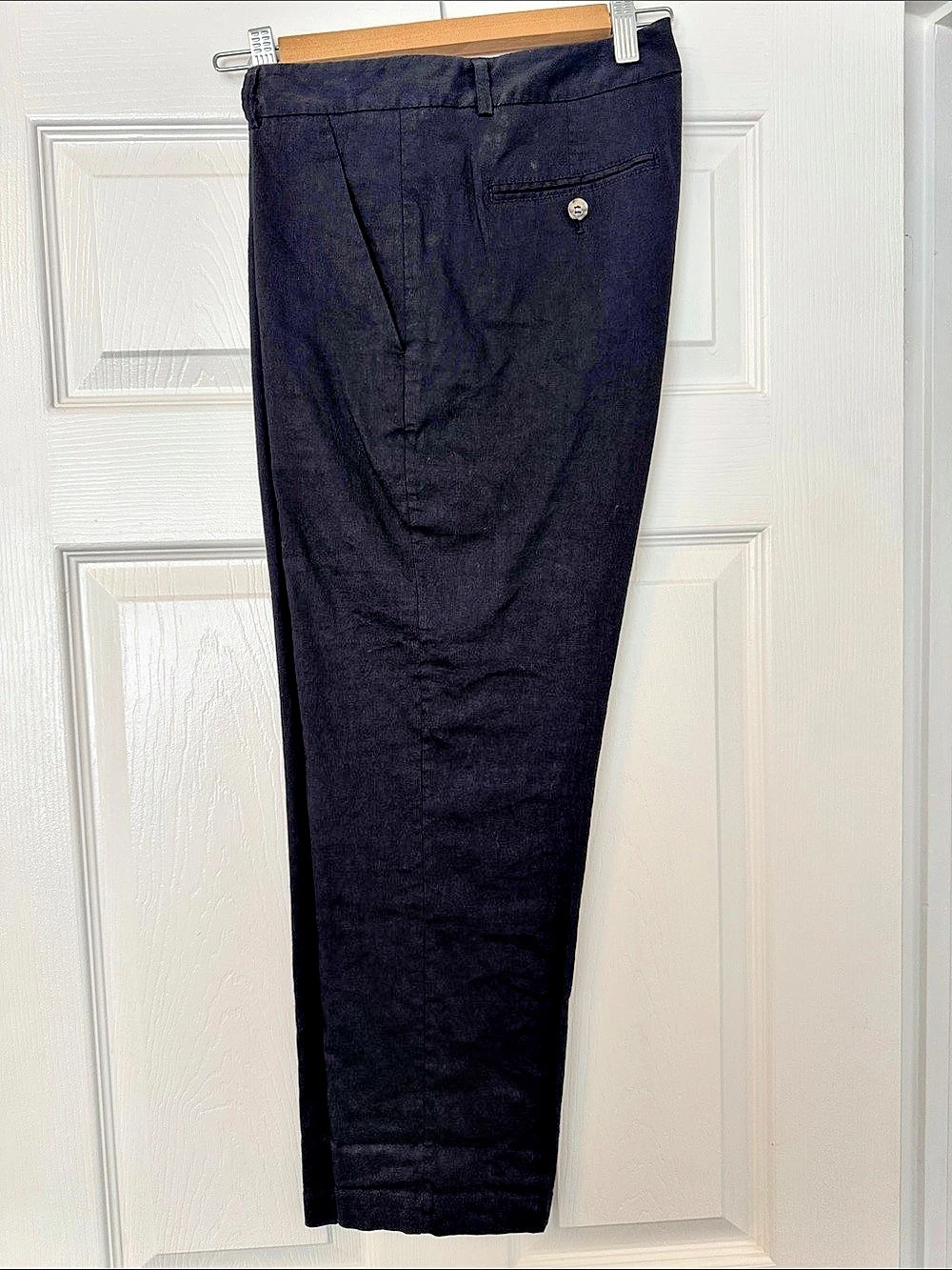 Theory Noriko Crunch Black Linen Blend Pants Size 12 NWT